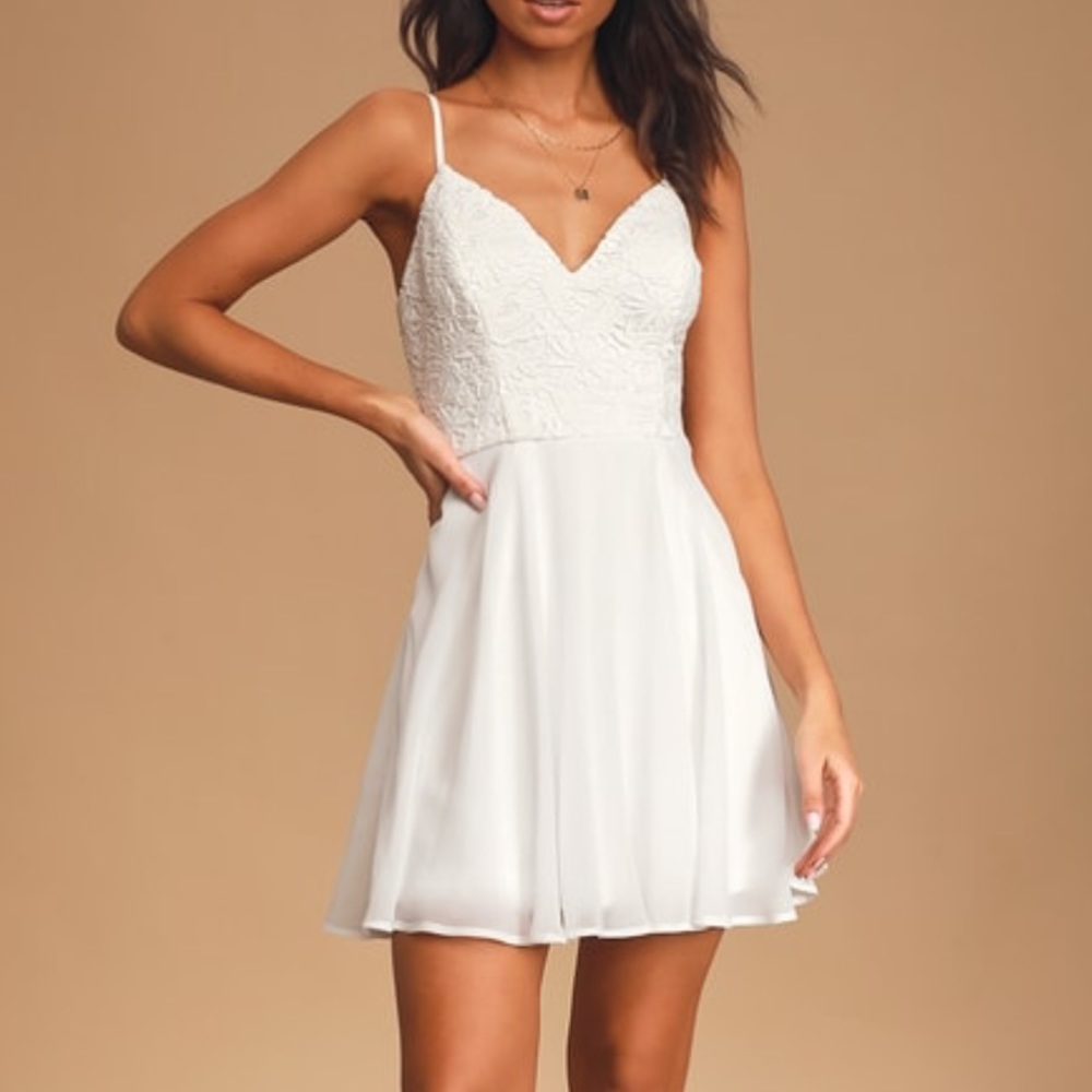 Lulus Sweet Emotions White Crotchet Dress